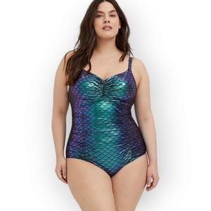 Torrid Green Iridescent Mermaid One Piece Swim Suit